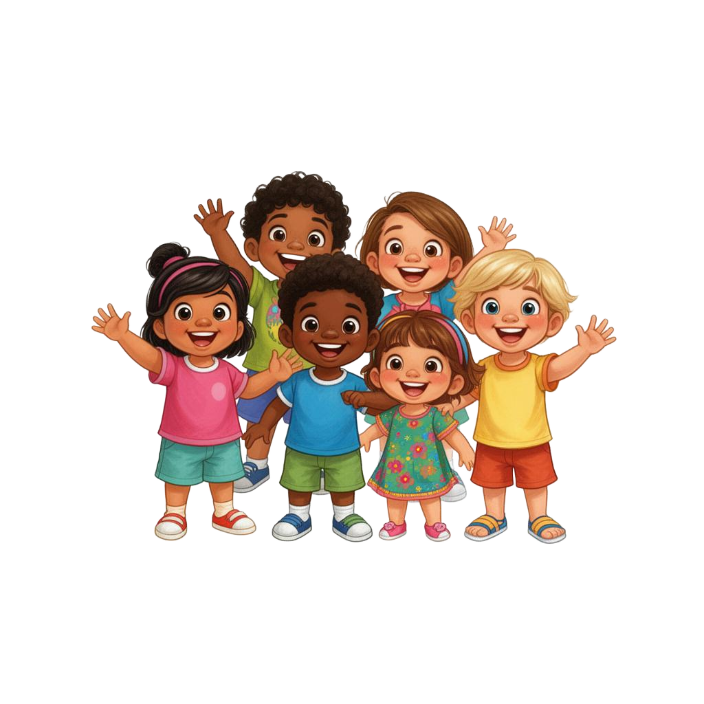 Happy diverse children attending DWC VBS